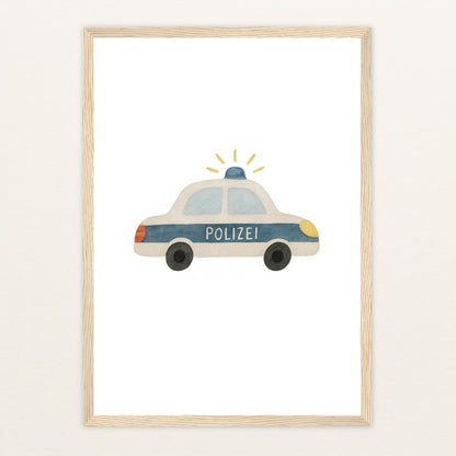 Polizei Poster mit Holzrahmen von tinylearner