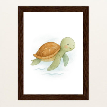 Sora die Schildkröte Poster mit Holzrahmen von tinylearner