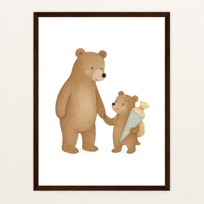 Balu der Bär - Motiv: "Schultüte" Poster mit Holzrahmen von tinylearner