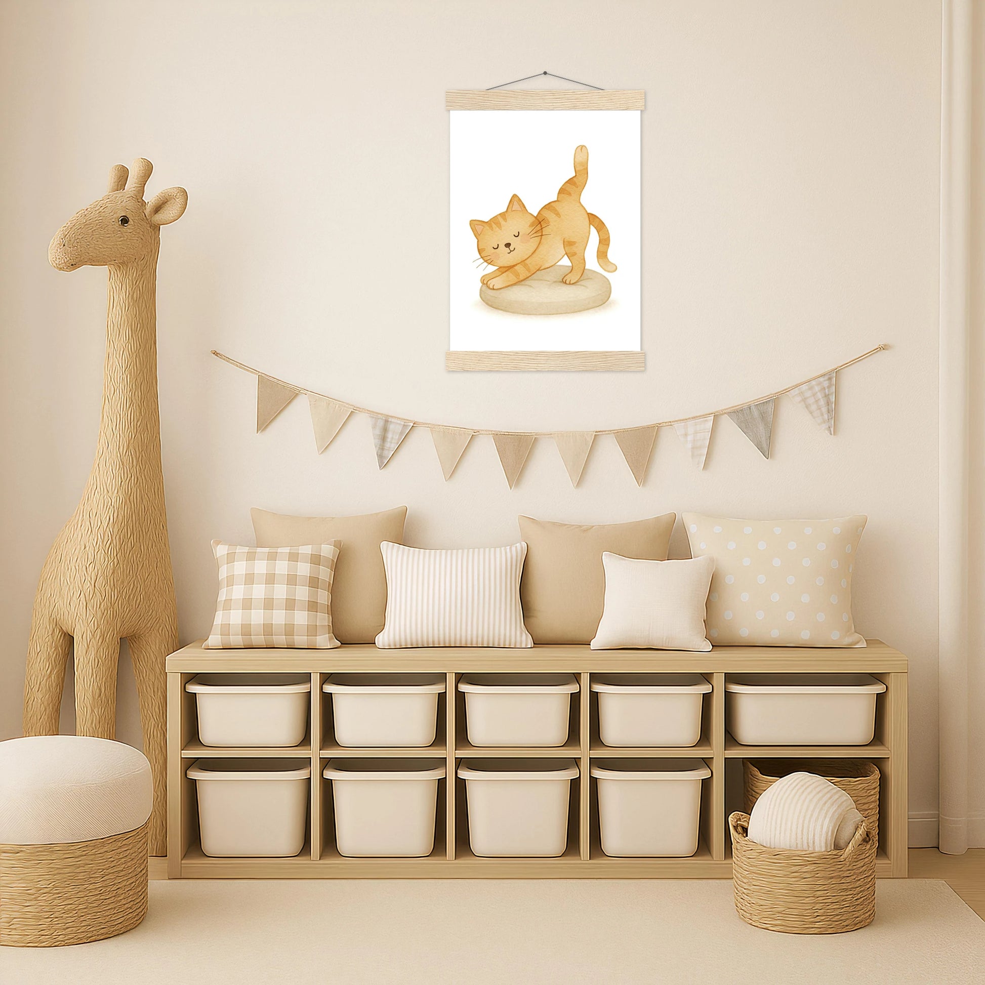 Kira die Katze - Motiv: "Yoga" Poster mit Leisten von tinylearner