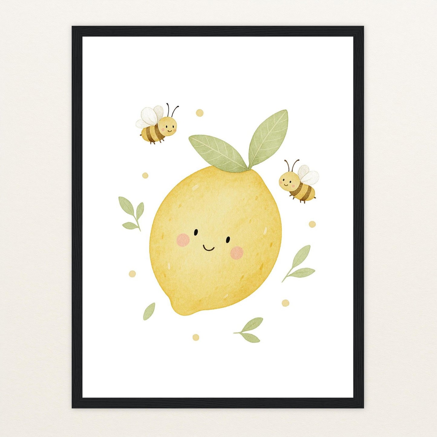 Obst: Zitrone Poster mit Holzrahmen von tinylearner