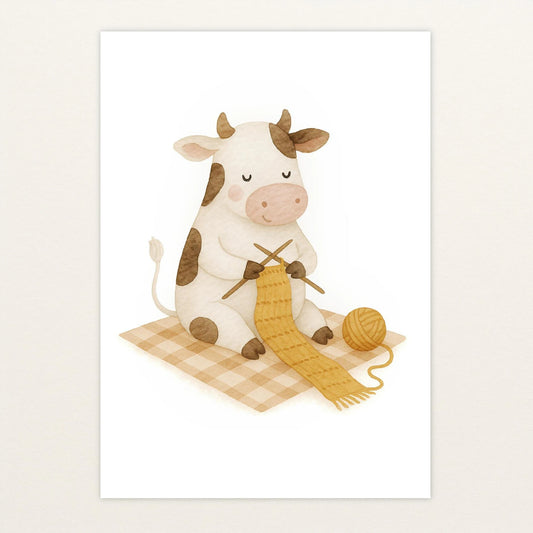Klara die Kuh - Motiv: "Häkeln" Poster von tinylearner