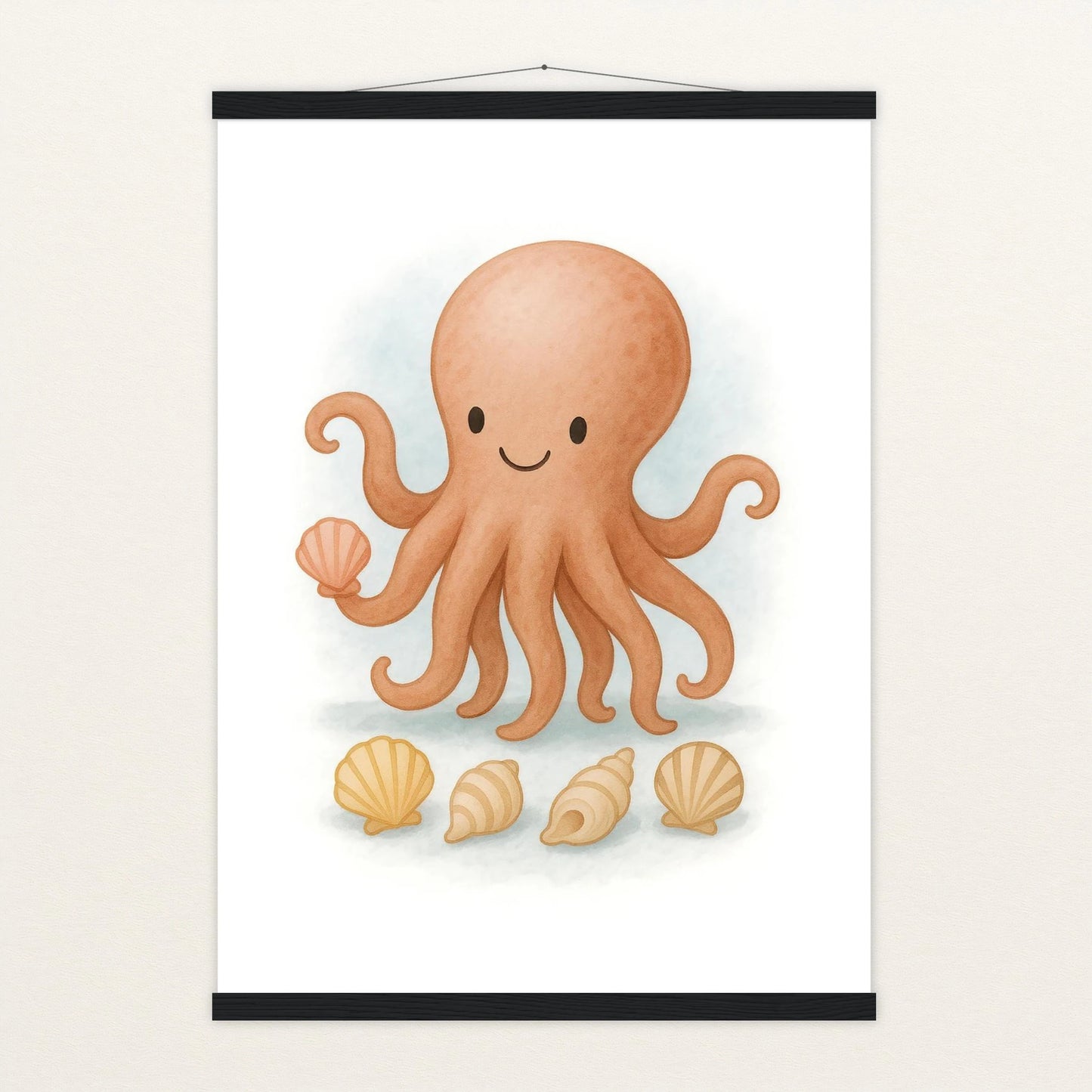 Tilli der Tintenfisch - Motiv: "Muscheln" Poster mit Leisten von tinylearner