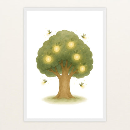 Leuchtbaum Poster mit Holzrahmen von tinylearner