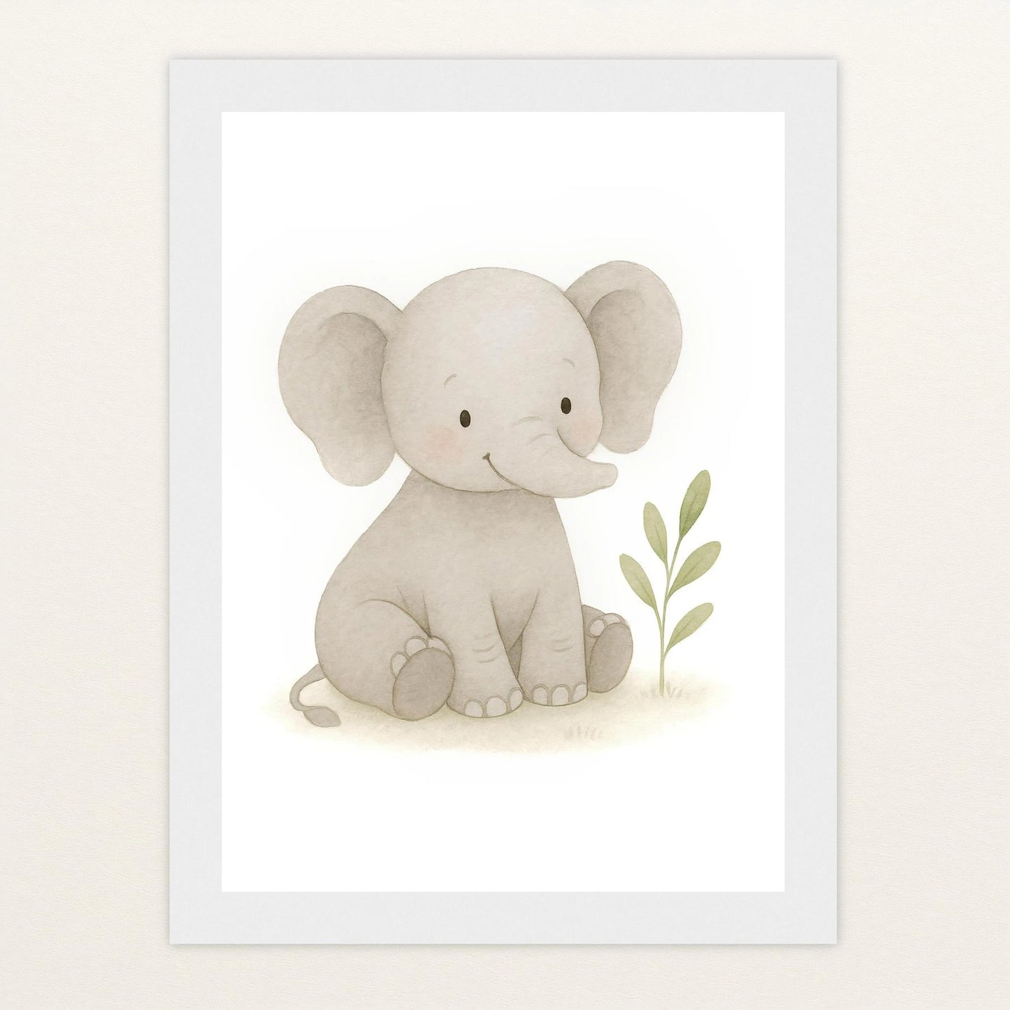 Emil der Elefant Poster mit Holzrahmen von tinylearner