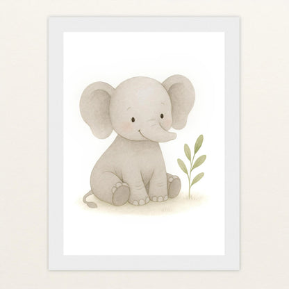 Emil der Elefant Poster mit Holzrahmen von tinylearner