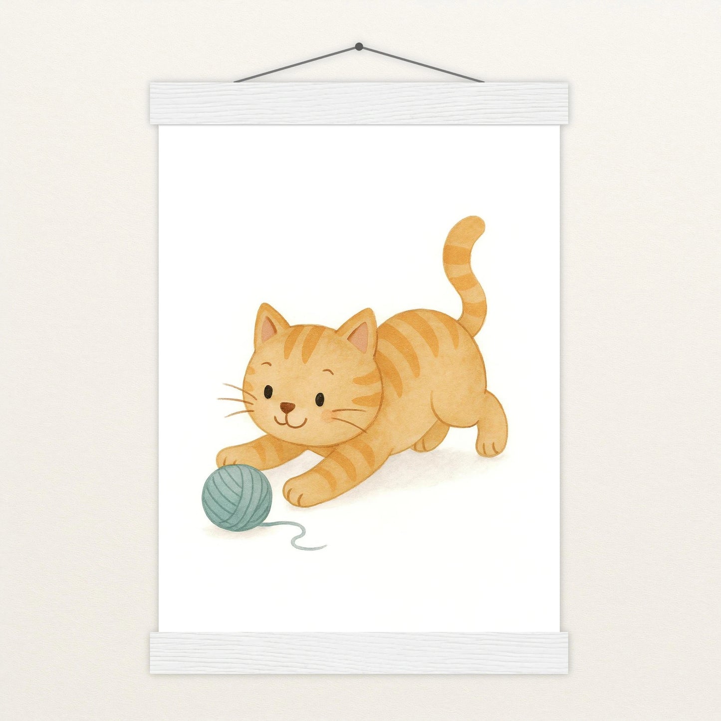 Kira die Katze - Motiv: "Wolle" Poster mit Leisten von tinylearner