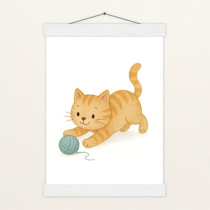 Kira die Katze - Motiv: "Wolle" Poster mit Leisten von tinylearner