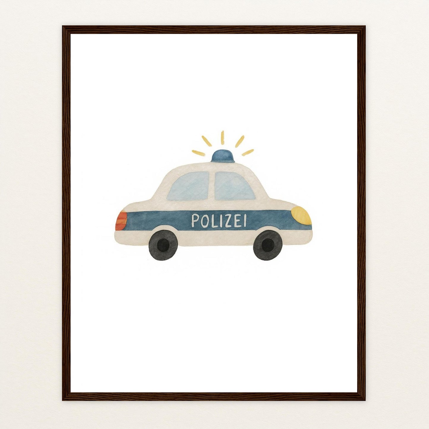 Polizei Poster mit Holzrahmen von tinylearner