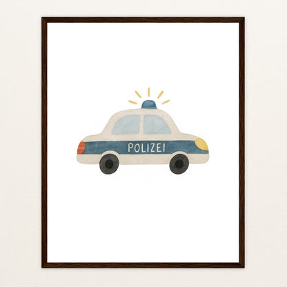 Polizei Poster mit Holzrahmen von tinylearner
