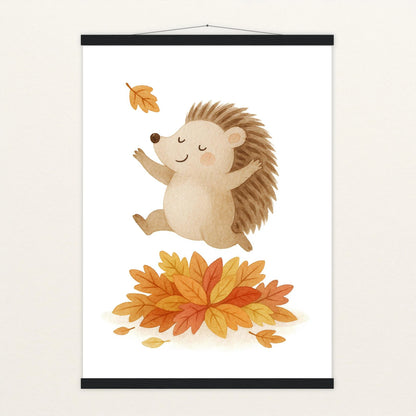 Iggi der Igel - Motiv: "Laub" Poster mit Leisten von tinylearner