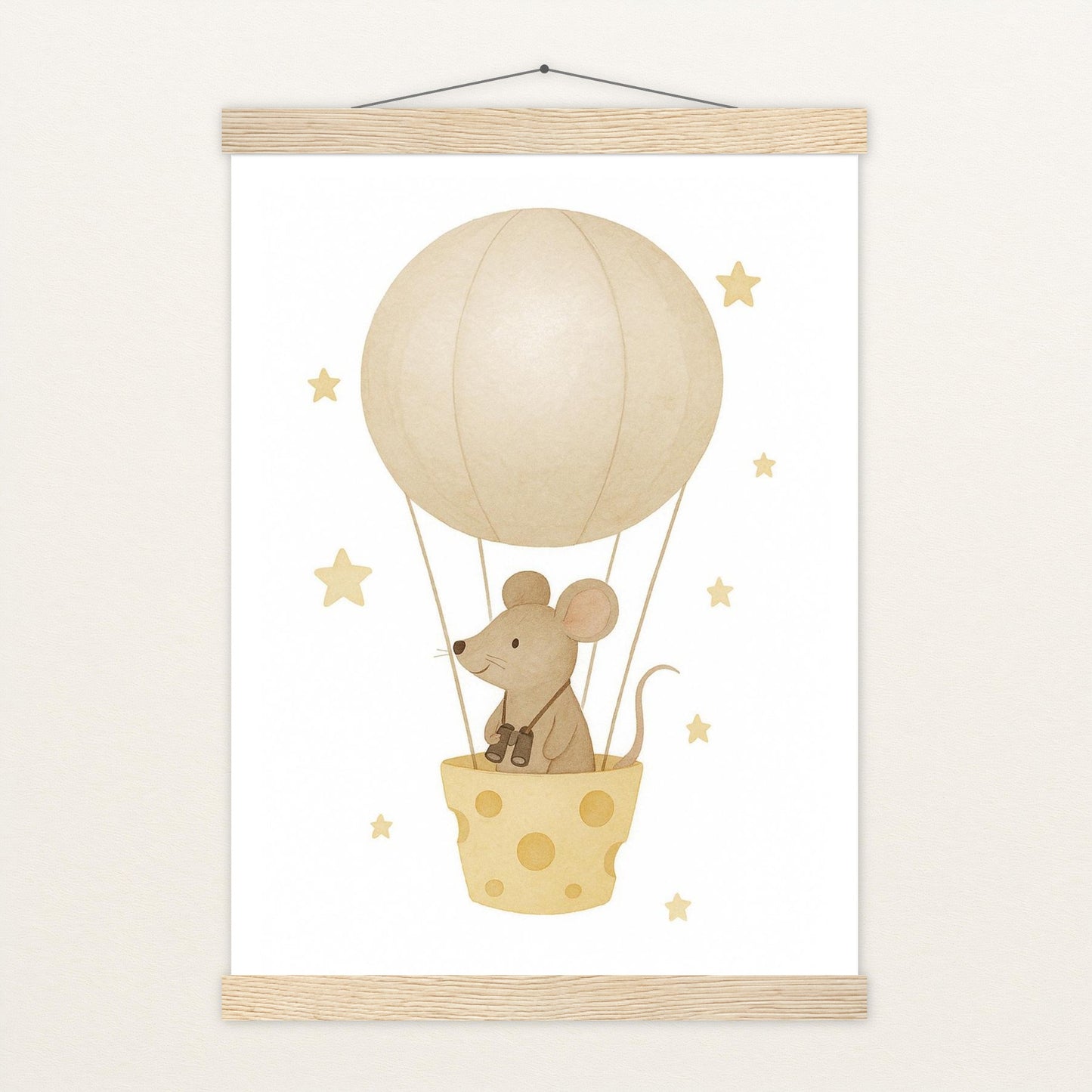 Mimi die Maus - Motiv: "Heißluftballon" Poster mit Leisten von tinylearner