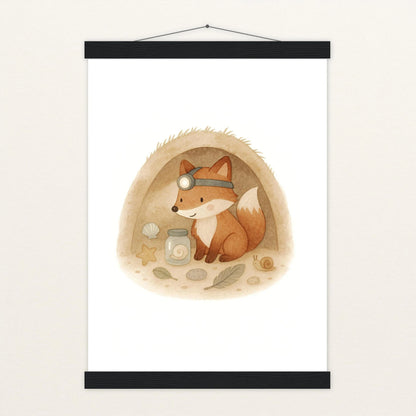 Finnegan der Fuchs - Motiv: "Höhle" Poster mit Leisten von tinylearner