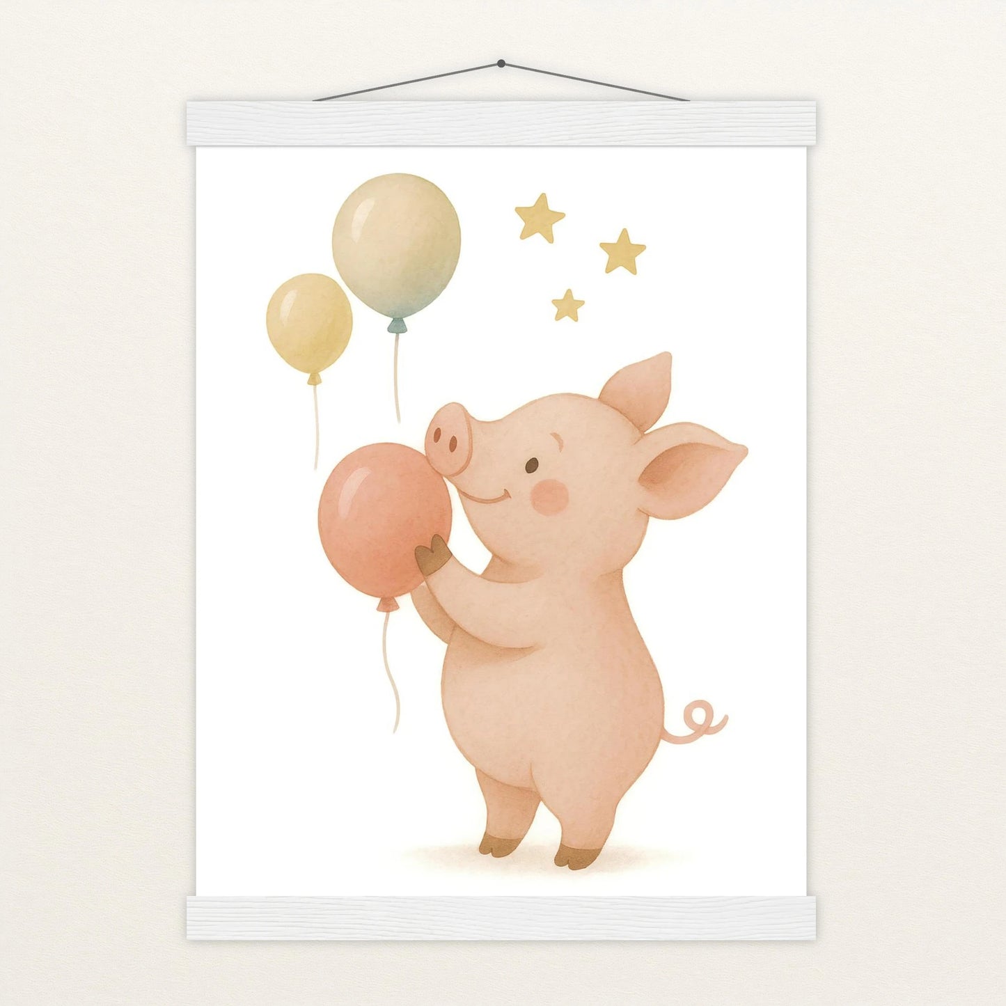 Susi das Schwein - Motiv: "Ballons" Poster mit Leisten von tinylearner
