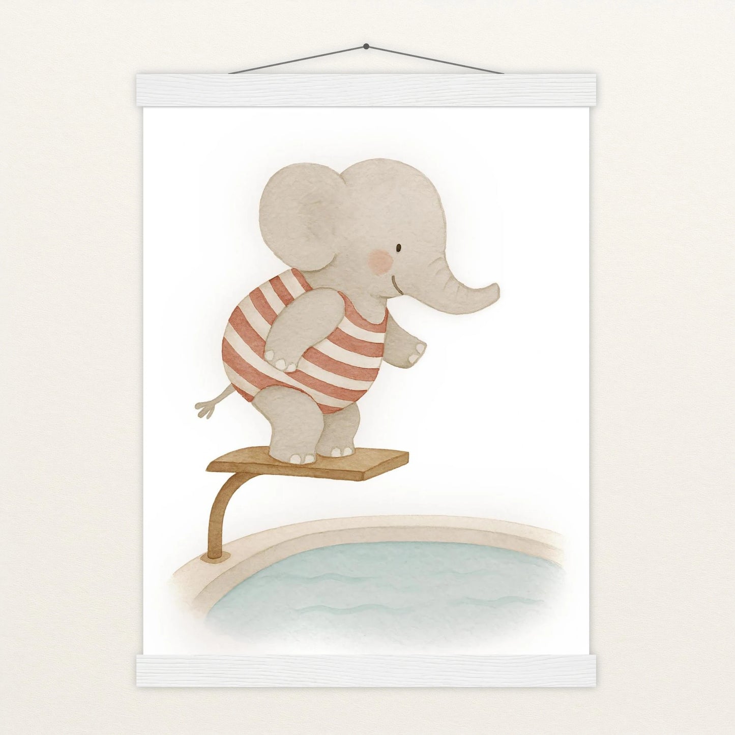 Emil der Elefant - Motiv: "Pool" Poster mit Leisten von tinylearner