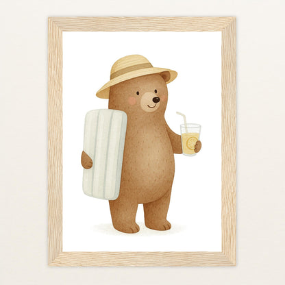 Balu der Bär - Motiv: "Strandtag" Poster mit Holzrahmen von tinylearner
