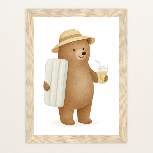 Balu der Bär - Motiv: "Strandtag" Poster mit Holzrahmen von tinylearner