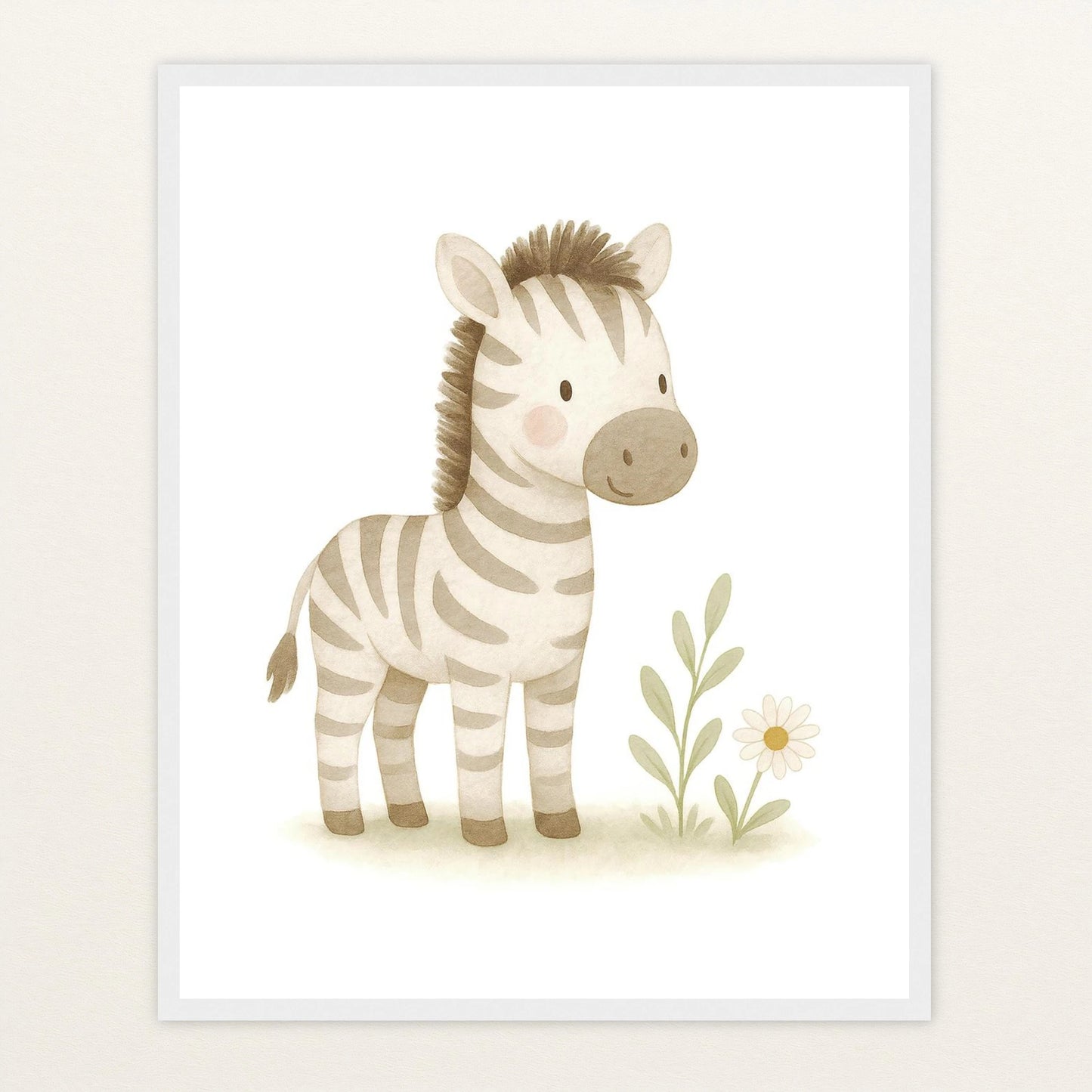 Zinni das Zebra Poster mit Holzrahmen von tinylearner