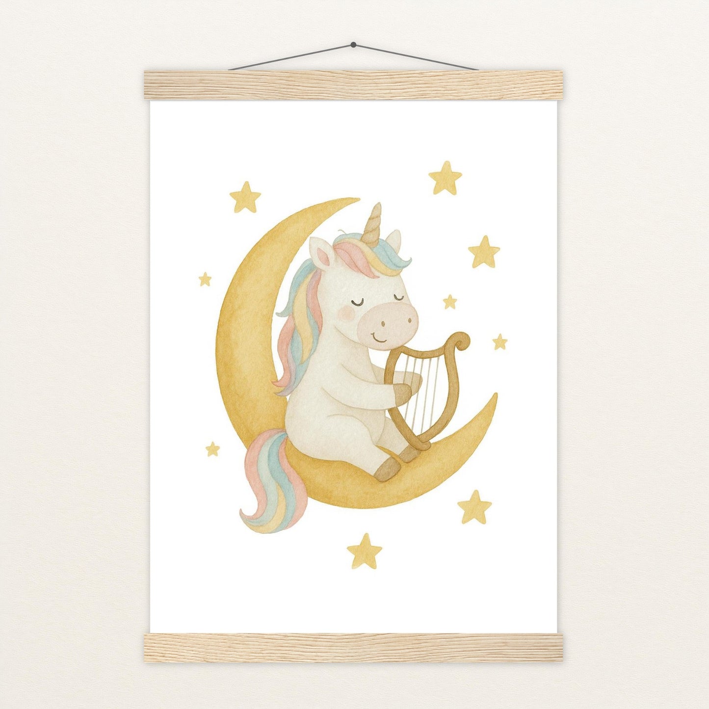 Luni das Einhorn - Motiv: "Mond" Poster mit Leisten von tinylearner