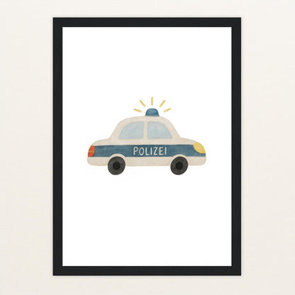 Polizei Poster mit Holzrahmen von tinylearner