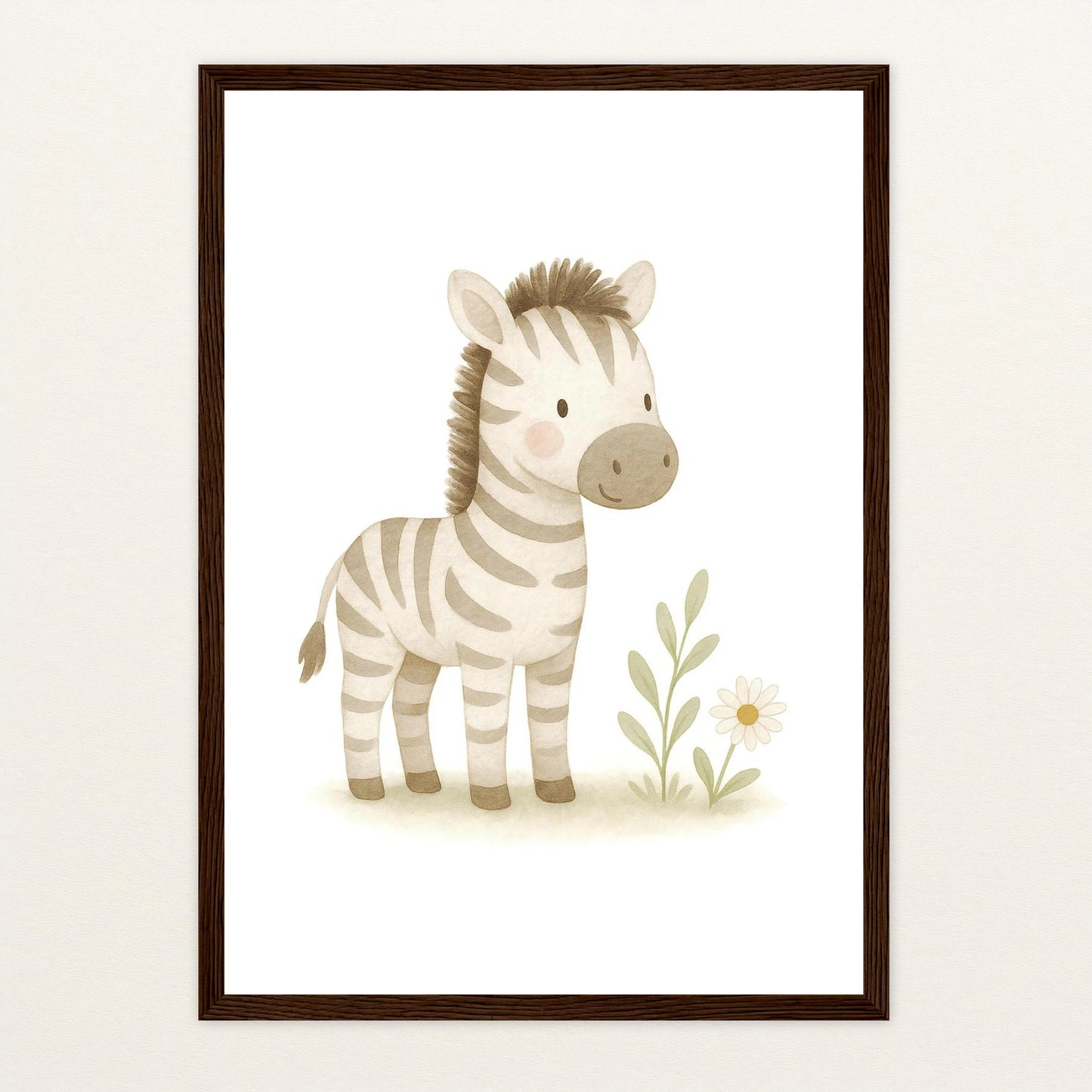 Zinni das Zebra Poster mit Holzrahmen von tinylearner
