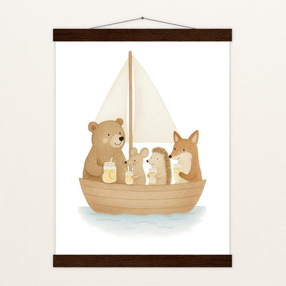 Tierfreunde - Motiv: "Segelschiff" Poster mit Leisten von tinylearner