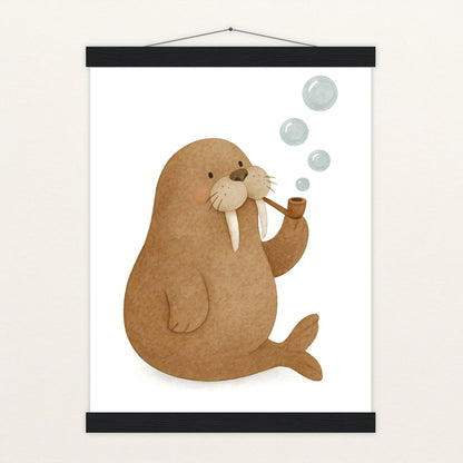 Wally das Walross - Motiv: "Blubbern" Poster mit Leisten von tinylearner