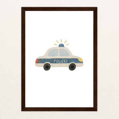 Polizei Poster mit Holzrahmen von tinylearner