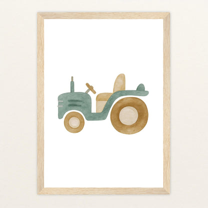Traktor Poster mit Holzrahmen von tinylearner