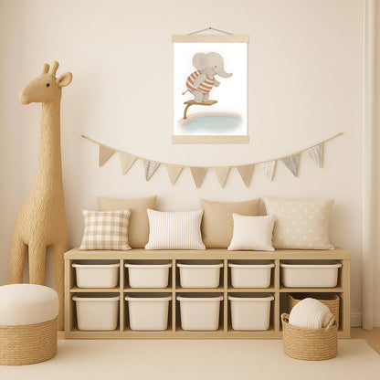 Emil der Elefant - Motiv: "Pool" Poster mit Leisten von tinylearner