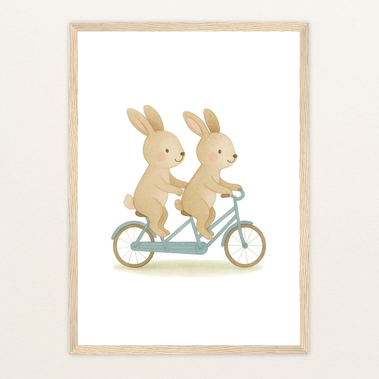 Holly der Hase - Motiv: "Tandem" Poster mit Holzrahmen von tinylearner
