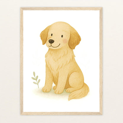 Hugo der Hund Poster mit Holzrahmen von tinylearner