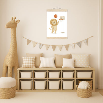 Leo der Löwe - Motiv: "Basketball" Poster mit Leisten von tinylearner