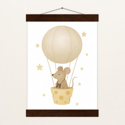 Mimi die Maus - Motiv: "Heißluftballon" Poster mit Leisten von tinylearner