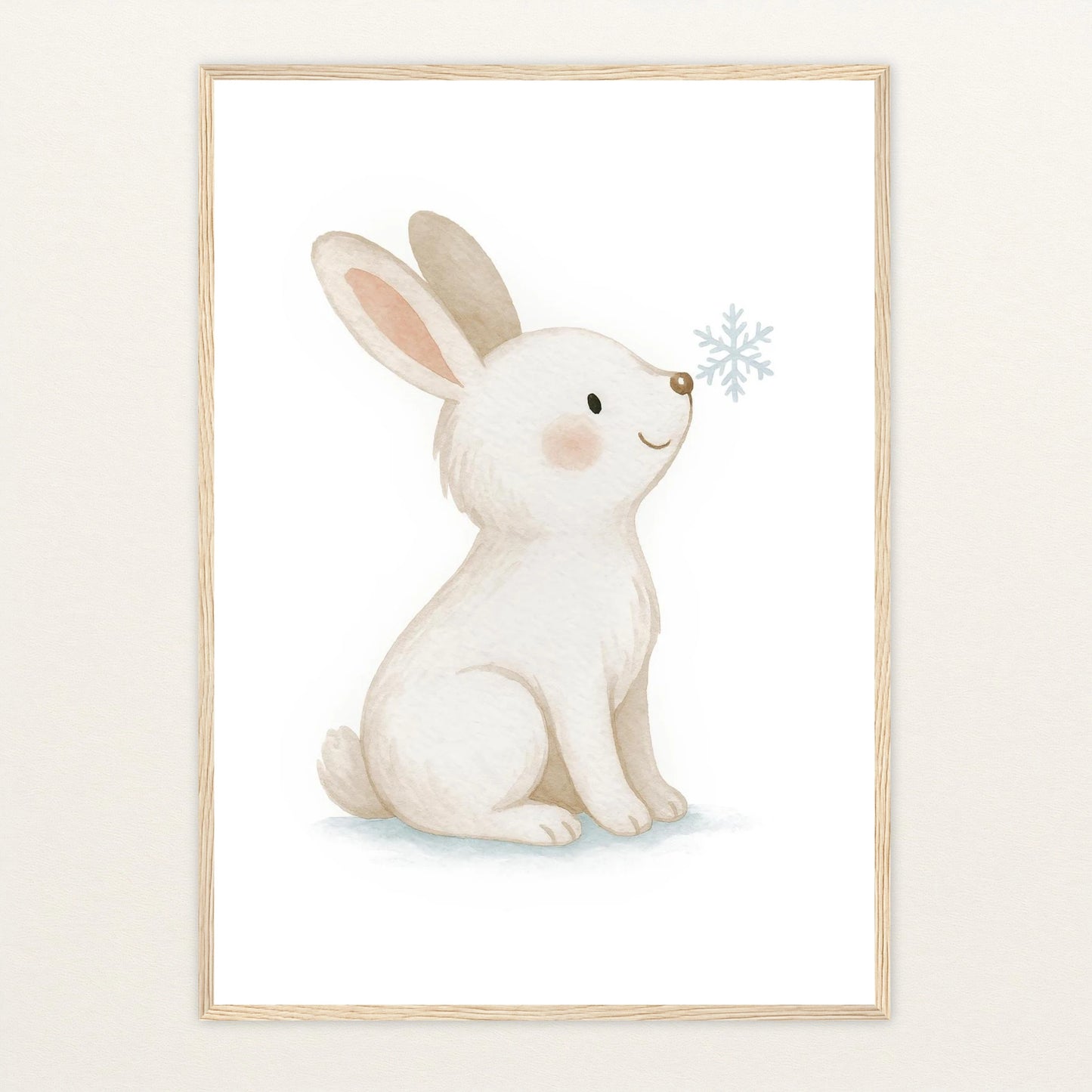 Sina der Schneehase Poster mit Holzrahmen von tinylearner