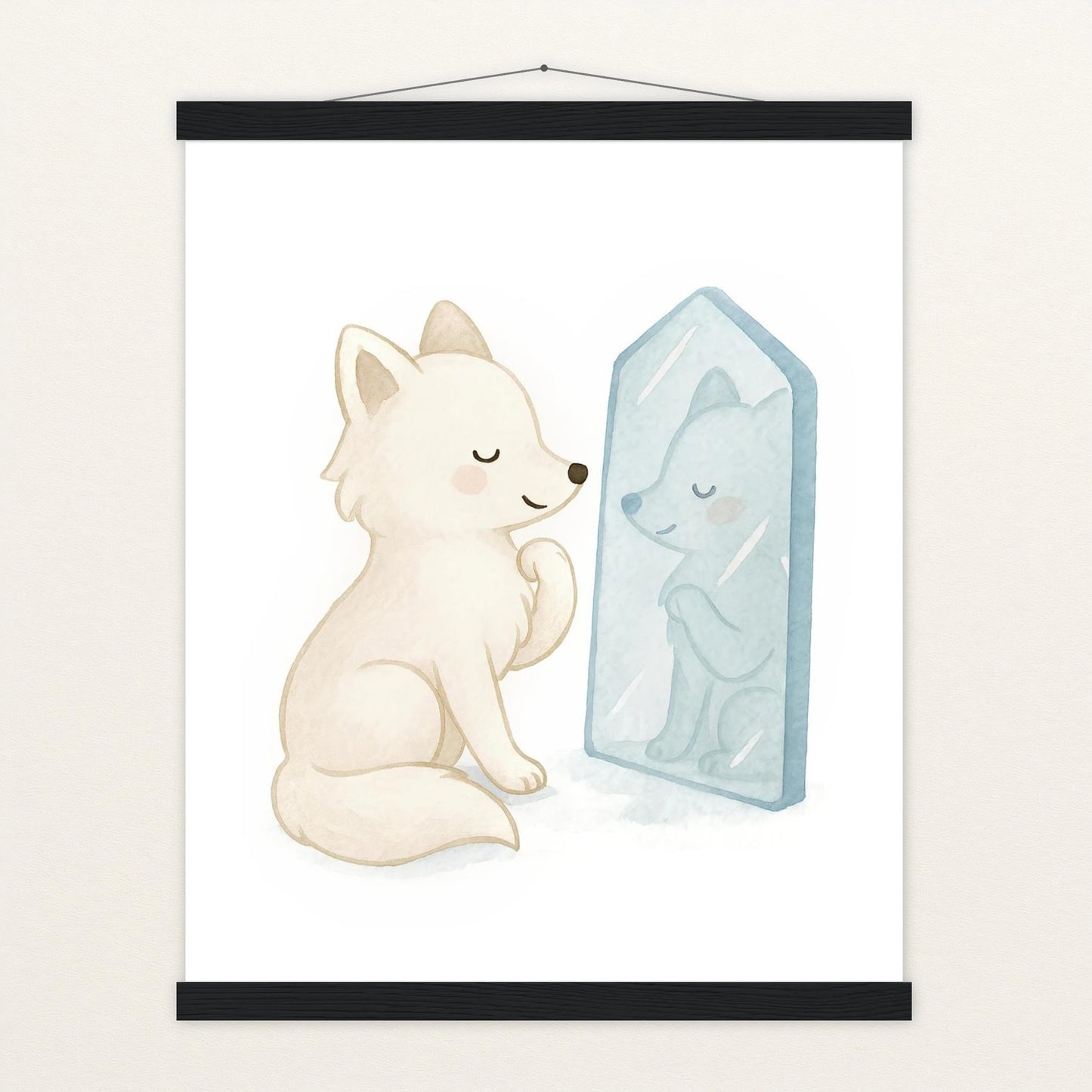 Pino der Polarfuchs - Motiv: "Spiegel" Poster mit Leisten von tinylearner