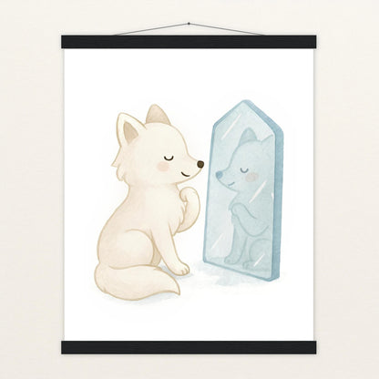 Pino der Polarfuchs - Motiv: "Spiegel" Poster mit Leisten von tinylearner