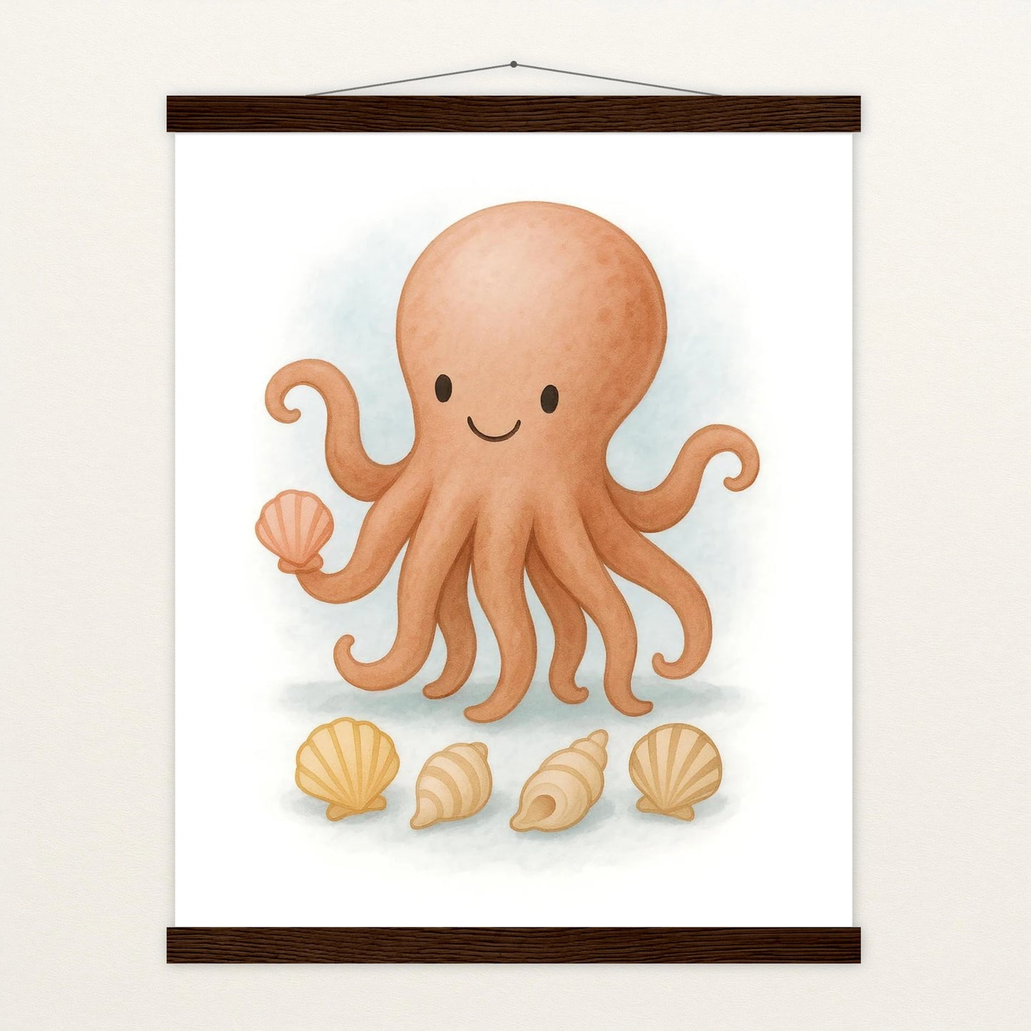 Tilli der Tintenfisch - Motiv: "Muscheln" Poster mit Leisten von tinylearner