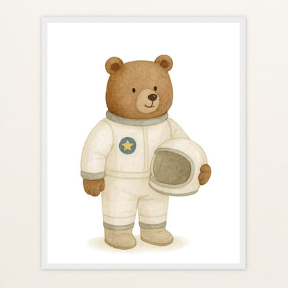 Balu der Bär - Motiv: "Astronaut" Poster mit Holzrahmen von tinylearner