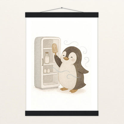 Pia der Pinguin - Motiv: "Eis" Poster mit Leisten von tinylearner