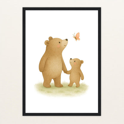 Balu der Bär - Motiv: "Schmetterling" Poster mit Holzrahmen von tinylearner