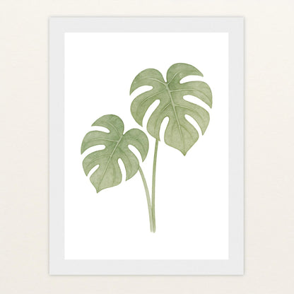 Monstera-Blätter Poster mit Holzrahmen von tinylearner