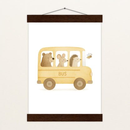 Tierfreunde - Motiv: "Schulbus" Poster mit Leisten von tinylearner