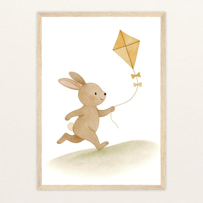 Holly der Hase - Motiv: "Drachen" Poster mit Holzrahmen von tinylearner