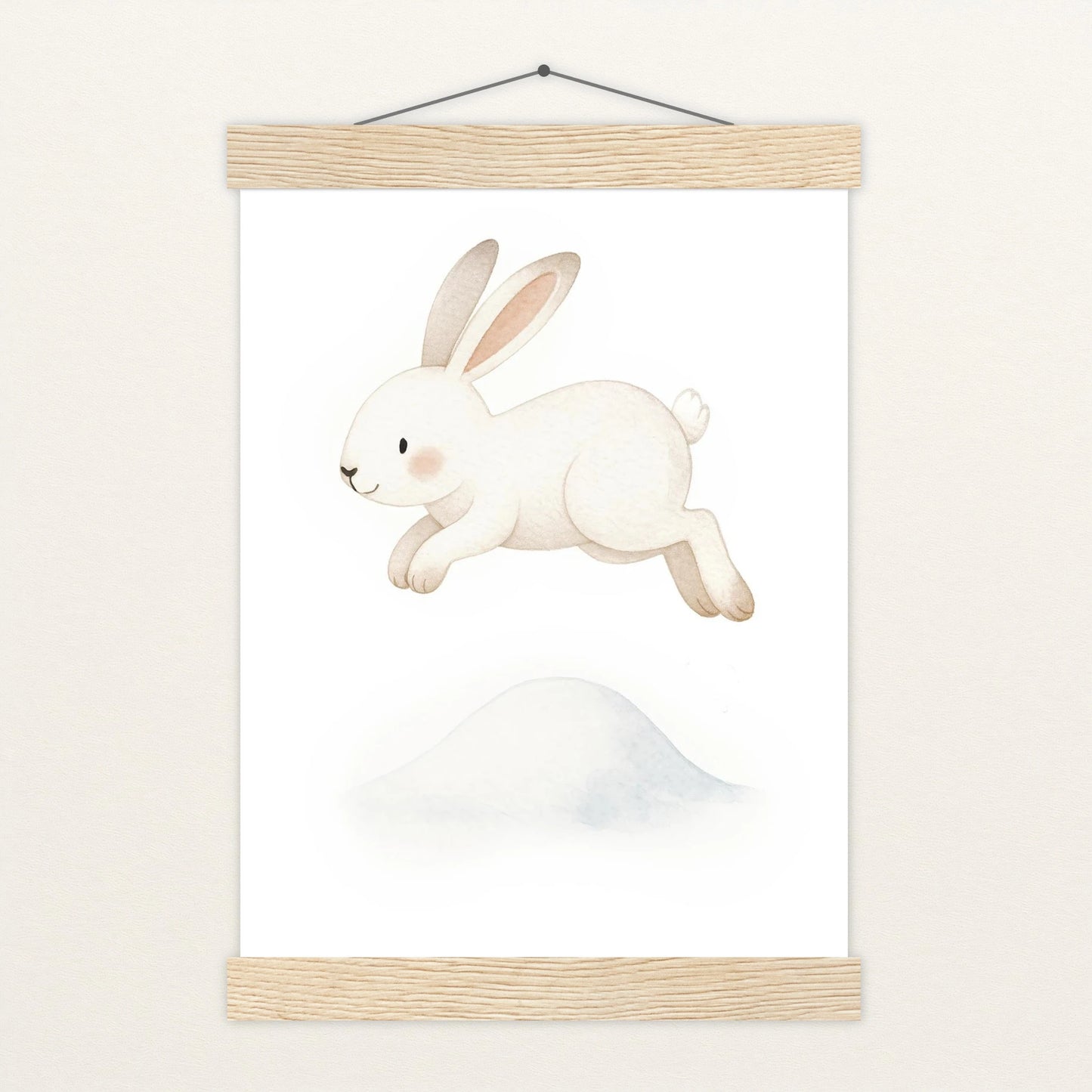 Sina der Schneehase - Motiv: "Schneehügel" Poster mit Leisten von tinylearner