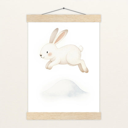 Sina der Schneehase - Motiv: "Schneehügel" Poster mit Leisten von tinylearner