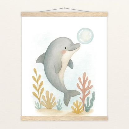 Dora der Delfin - Motiv: "Luftblase" Poster mit Leisten von tinylearner