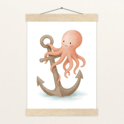 Tilli der Tintenfisch - Motiv: "Anker" Poster mit Leisten von tinylearner