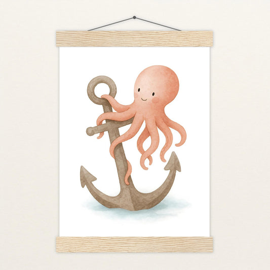 Tilli der Tintenfisch - Motiv: "Anker" Poster mit Leisten von tinylearner
