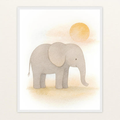 Emil der Elefant - Motiv: "Sonne" Poster mit Holzrahmen von tinylearner